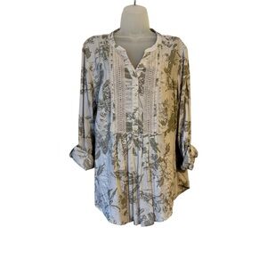 ❤️Vintage America NEUTRAL COLORS PRINT TOP   XLARGE    #C